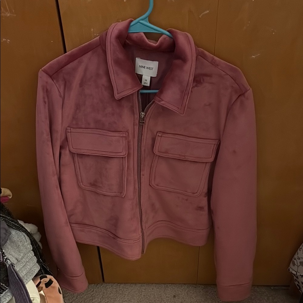 Nine West Pink Bomber Jacket Cropped Style